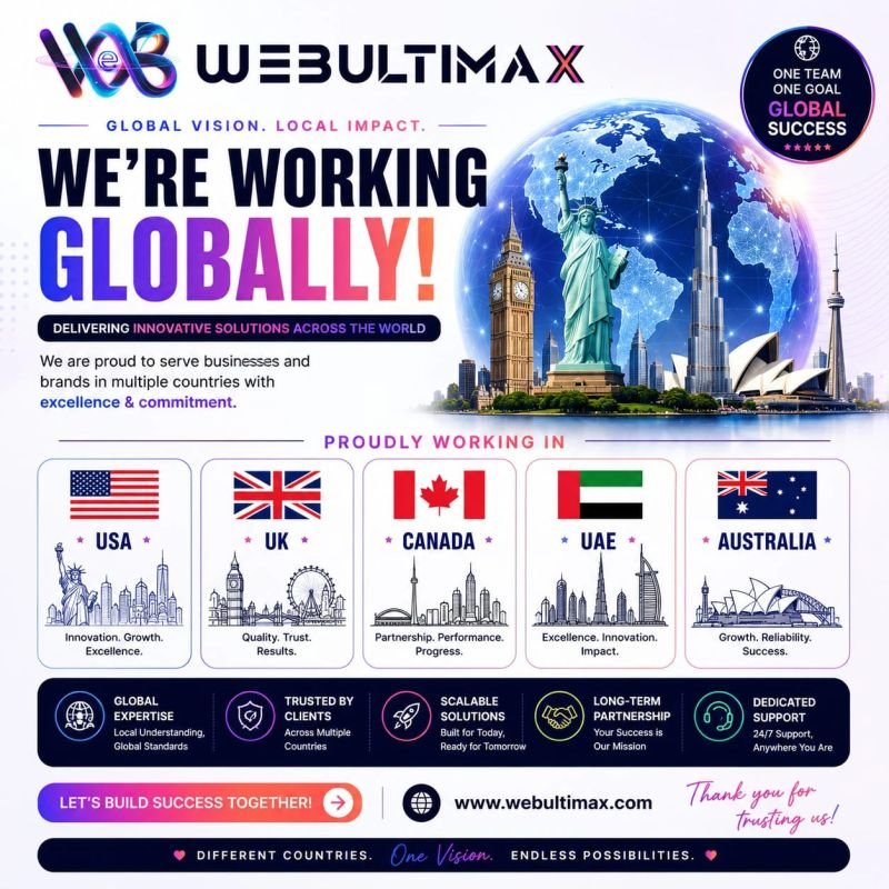 Web Ultimax original social media post - We’re Working Globally
